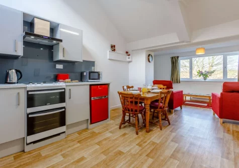The kitchen & dining area at Cherry Cottage at Mettaford Farm, Hartland