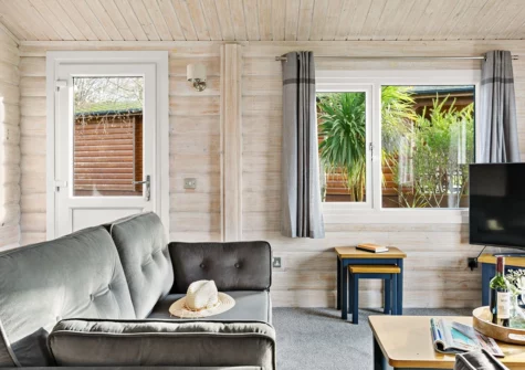 The living area at Chestnut, 6 Fingle Glen Lodges, Pathfinder Village