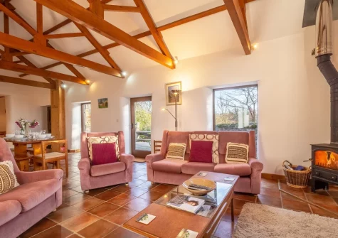 The living area at Church Close Cottage, Cusgarne