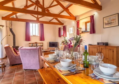 The living & dining area at Church Close Cottage, Cusgarne