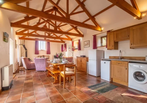 The kitchen & dining area at Church Close Cottage, Cusgarne