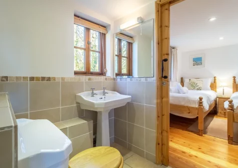 The shower room at Church Close Cottage, Cusgarne