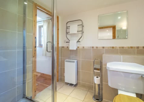 The shower room at Church Close Cottage, Cusgarne
