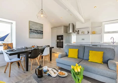 The living area at Churchfield Cottage, Appledore