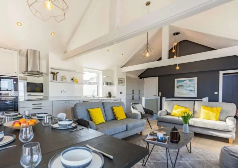 The dining area at Churchfield Cottage, Appledore