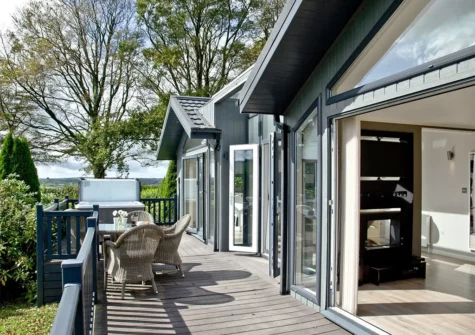 The wrap around deck at Churchill Lodge, Kentisbury Grange, Kentisbury