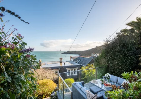 The terrace & alfresco dining area at Chy an Mor, Coverack
