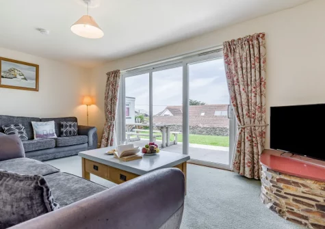 The ground floor living room at Chy Lymner, Trevone