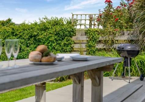 The patio, barbecue, alfresco dining area & garden at Chy Lymner, Trevone