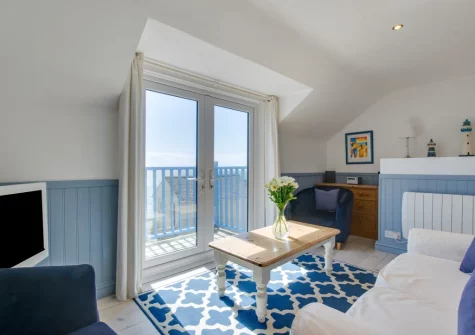 The living area at Cliff Top Cottage, Porthleven