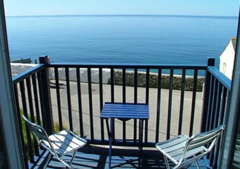 The small balcony & outdoor sitting area at Cliff Top Cottage, Porthleven