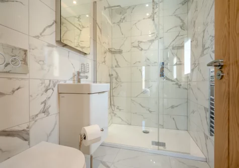 Bedroom #1 en-suite shower room at Clocktower Horizon, Porthleven