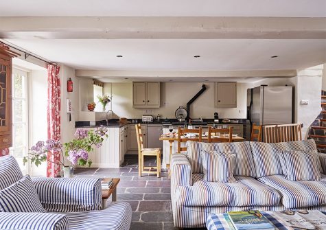 The open plan living, dining area & kitchen at The Coach House, Gitcombe House Country Cottages, Cornworthy