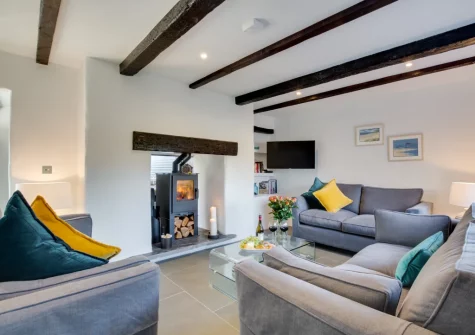 The living room at Coachmans, Little Petherick