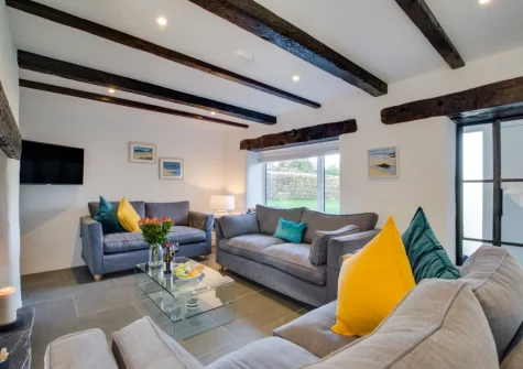 The living room at Coachmans, Little Petherick