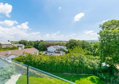 The far reaching view from bedroom #2 balcony at Coachmans, Little Petherick