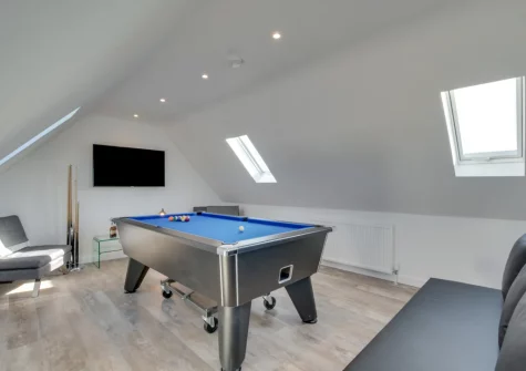 The games room with pool table at Coachmans, Little Petherick