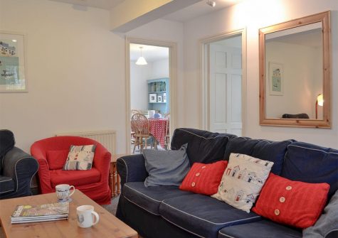 The living area at Coaxdon Barn, Weycroft