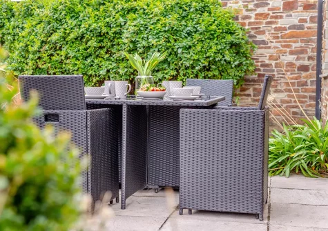 The patio & alfresco dining area at Cockles and Clams, Padstow