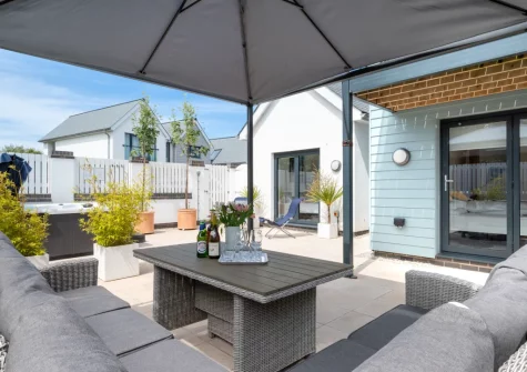 The patio & alfresco dining area at Coco Beach, Westward Ho!