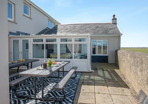 The enclosed patio & alfresco dining area at Codaro, Westward Ho!