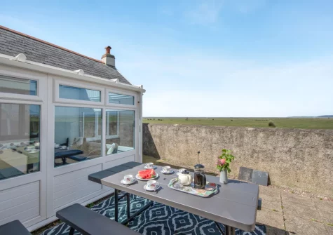 The enclosed patio & alfresco dining area at Codaro, Westward Ho!