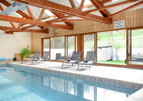 The shared heated indoor swimming pool at Ashcombe Cottages, Ashcombe