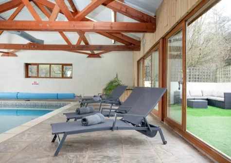 The shared heated indoor swimming pool at Ashcombe Cottages, Ashcombe
