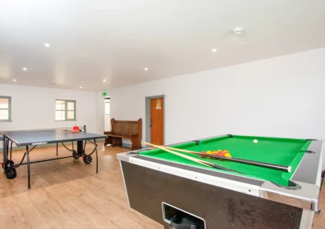 The shared games room at Ashcombe Cottages, Ashcombe