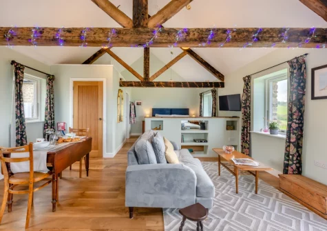 The living area at Combes Barn, Greencliff Farm, Abbotsham