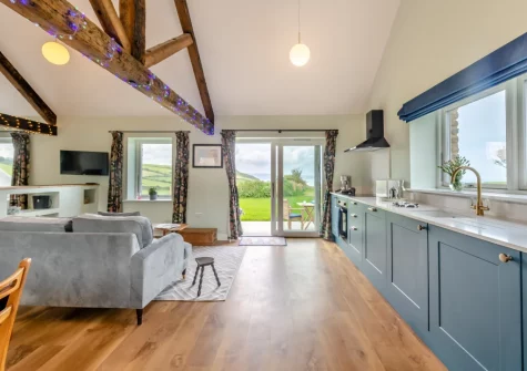 The living area & kitchen at Combes Barn, Greencliff Farm, Abbotsham