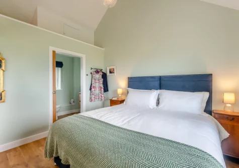 The bedroom at Combes Barn, Greencliff Farm, Abbotsham