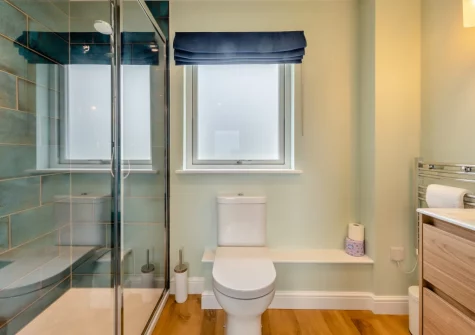 The ensuite shower room at Combes Barn, Greencliff Farm, Abbotsham