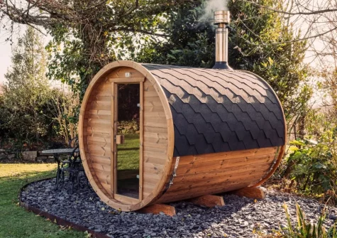 The wood fired outdoor sauna at Coombe Rise, Poughill