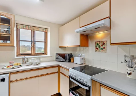 The kitchen at Coombe View at Spirewell Farm, Wembury
