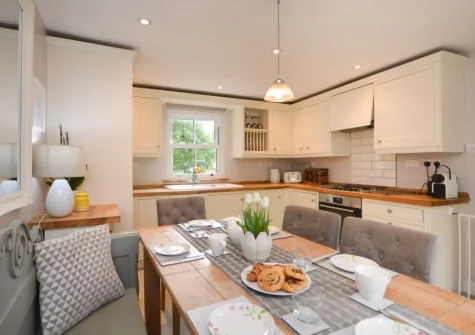 The kitchen & dining area at Corner Cottage, Trevarren