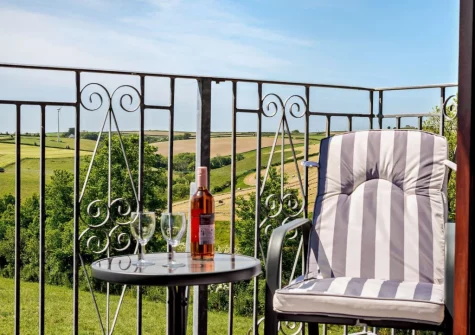 The balcony & outdoor sitting area at Countryside View, Crumplehorn