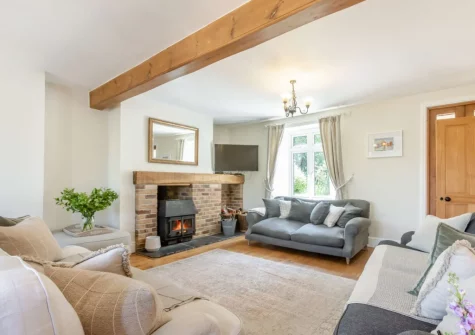 The living room at Court Barton Farm, South Huish