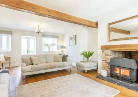 The living room at Court Barton Farm, South Huish