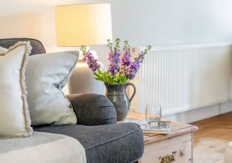 The living room at Court Barton Farm, South Huish