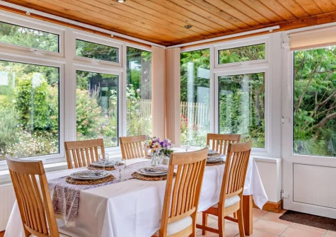 The dining area at Court Barton Farm, South Huish