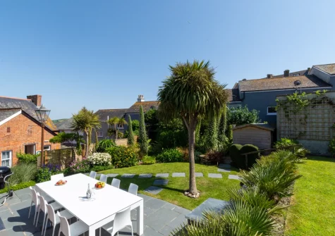 The patio, alfresco dining area & enclosed garden at Court House, Padstow