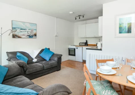 The living, dining area & kitchen at Coverack Cottage, St Keverne