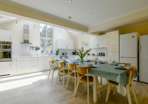 The kitchen & dining area at Cowries, Constantine Bay