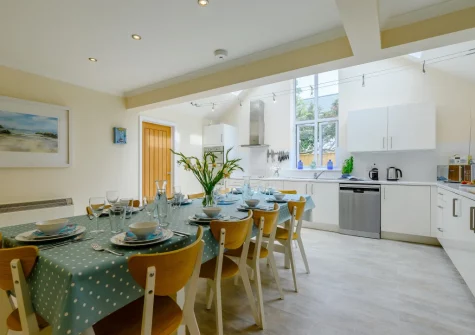 The kitchen & dining area at Cowries, Constantine Bay