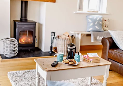 The living area at Crabbe Cottage, Poughill