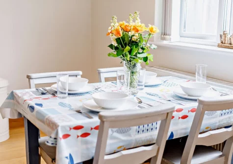 The dining area at Crabbe Cottage, Poughill