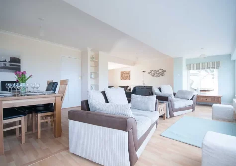 The living room at Crantock Bay House, West Pentire