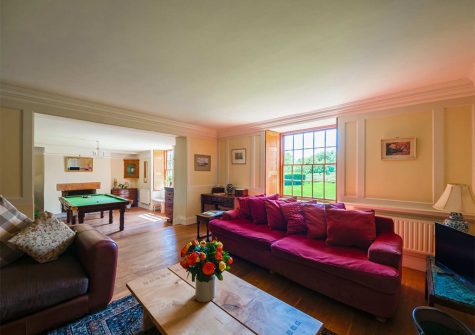 The living area at Crocadon Farmhouse, St Mellion
