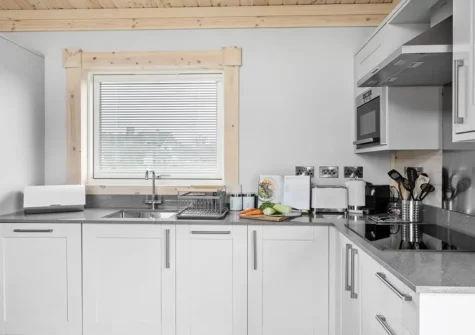 The kitchen at Croftner, Great Field Lodges, Braunton